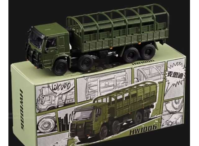 Masdi 1:64 HOWO Military Truck Die-Cast Model – Army Green Heavy Duty Truck Collectible