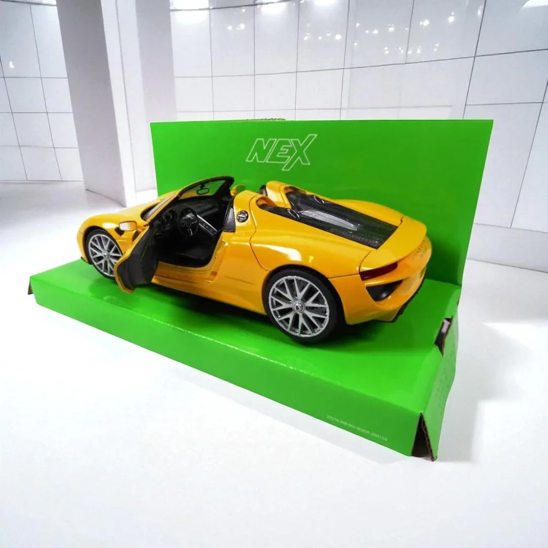 Welly 1:24 Porsche 918 Spyder Die-Cast Model – Yellow | Openable Doors (24055) - Jaiman Toys