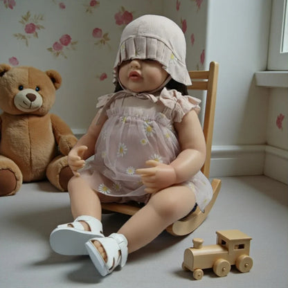 Lifelike Reborn Baby Girl Doll – Toddler with Realistic Sound & Brown Hair
