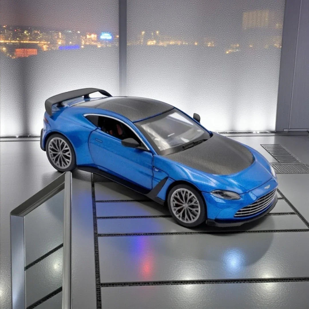Joy Junction 1:32 Aston Martin V12 Vantage Diecast Metal Car Model – Blue, Opening Doors