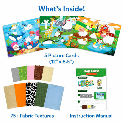 Skillmatics FAB TABS! Amazing Animals | Tactile & Sensory Fabric Art Craft Kit for Kids