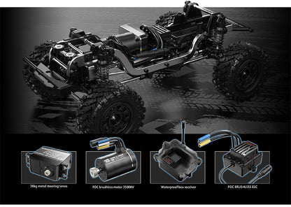 MJX R/C H12Y+ 1/12 Scale 4WD Brushless RC Rock Crawler | High-Torque 3650 BLDC Motor, Aluminium Body, All-Terrain Off-Road Remote Control Truck with 2.4GHz Radio System for Adults (Silver)