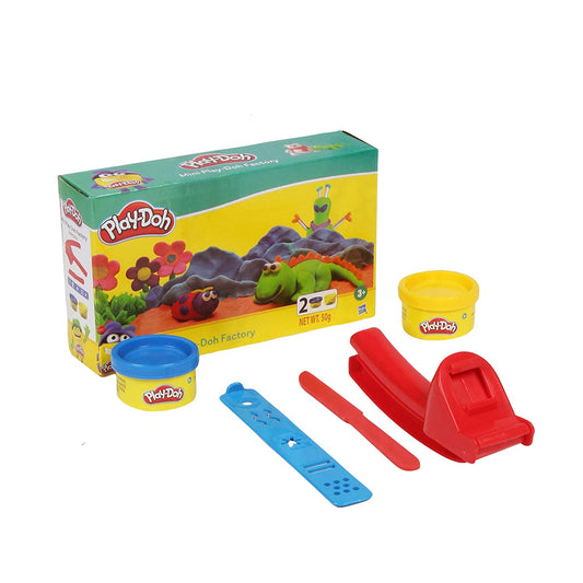 Play-Doh Mini Play-Doh Factory Playset by Hasbro | Creative Modeling Dough Kit with 2 Play-Doh Cans (50g Total), Dough Extruder, Shape Cutter & Sculpting Tools | Arts & Crafts Toy for Kids