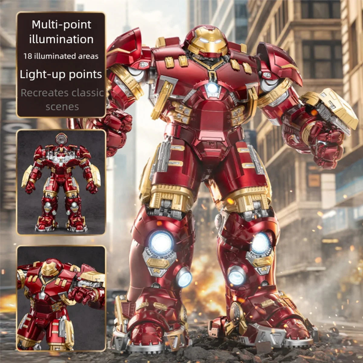 ZD Toys 1/10 Scale Marvel Iron Man MK44 1907-44 Hulkbuster Collectible Action Figure –With LED Light Function