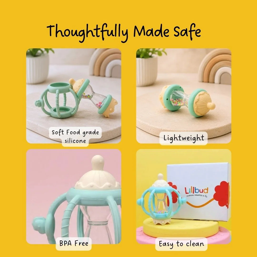 LiLLBUD 3-in-1 Grip & Rattle Teether
