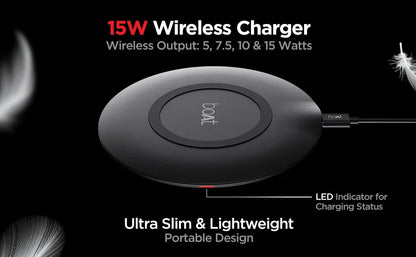 Boat Floatpad 350 Qi Certified Wireless Charger with 6Mm Transmission Range, Smart Ic Protection Against Damage & 1 USB Type C Output Cable for Cellular...
