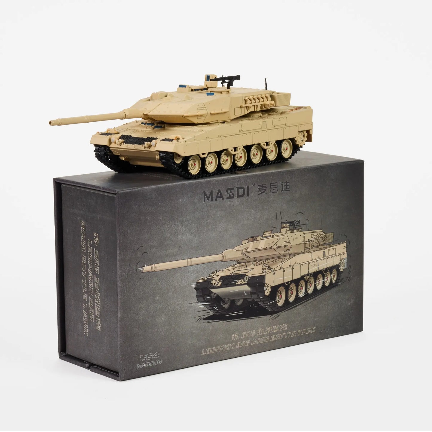 Massdi 1:64 Leopard 2A6 Aging Version Sand Diecast Tank Model | Premium Military Collectible Armored Vehicle