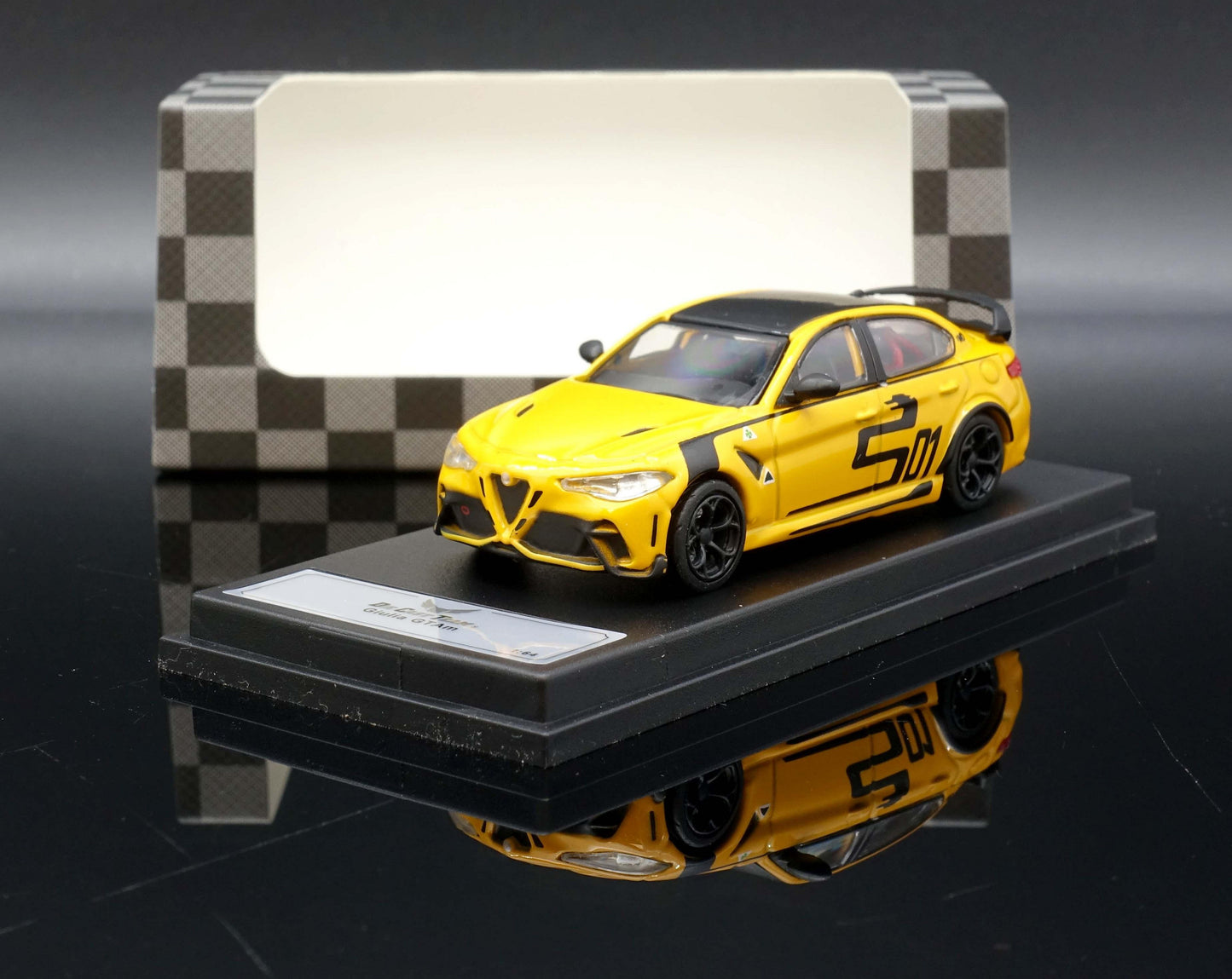 DCT 1:64 Alfa Romeo Giulia GTAm Yellow Diecast Model Car | LL-011-46 Premium Collectible