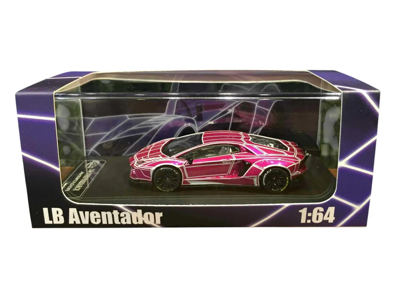 KING Model 1:64 Lamborghini LB Aventador Performance – Metallic Pink Grid Edition Diecast Model Car - Jaiman Toys