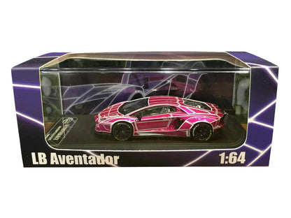KING Model 1:64 Lamborghini LB Aventador Performance – Metallic Pink Grid Edition Diecast Model Car - Jaiman Toys