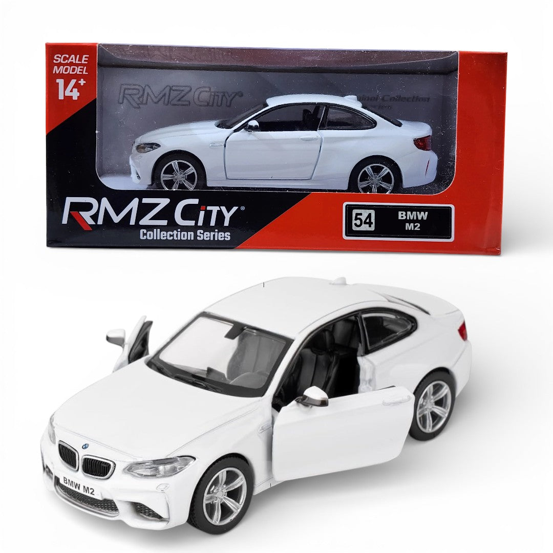 RMZ City BMW M2 1:36 Die-Cast Car Model | Pull Back & Go | Openable Doors | Blue & White Variants