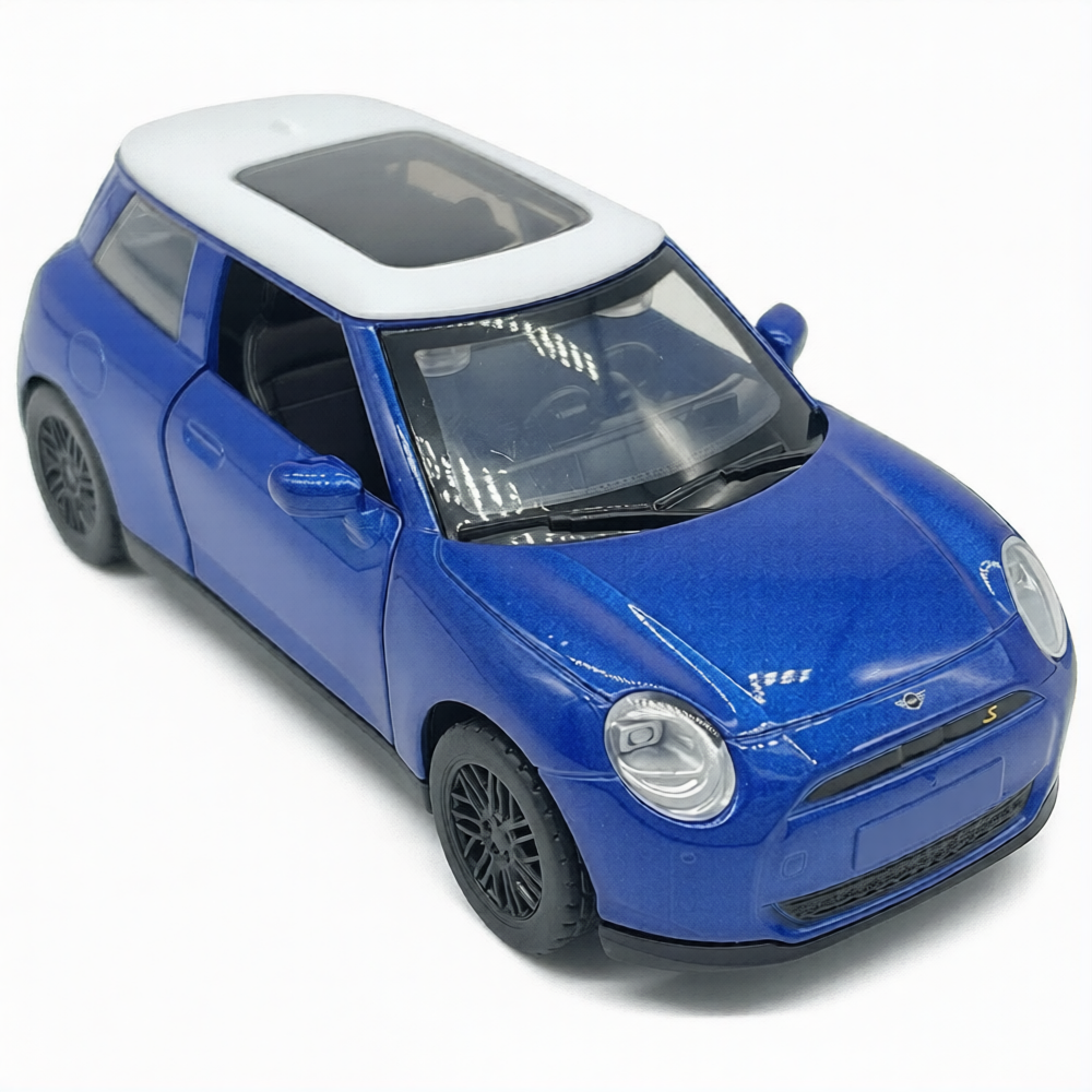 MSZ 1:38 Mini Cooper SE J01 Blue Die-Cast Model Car with Openable Doors