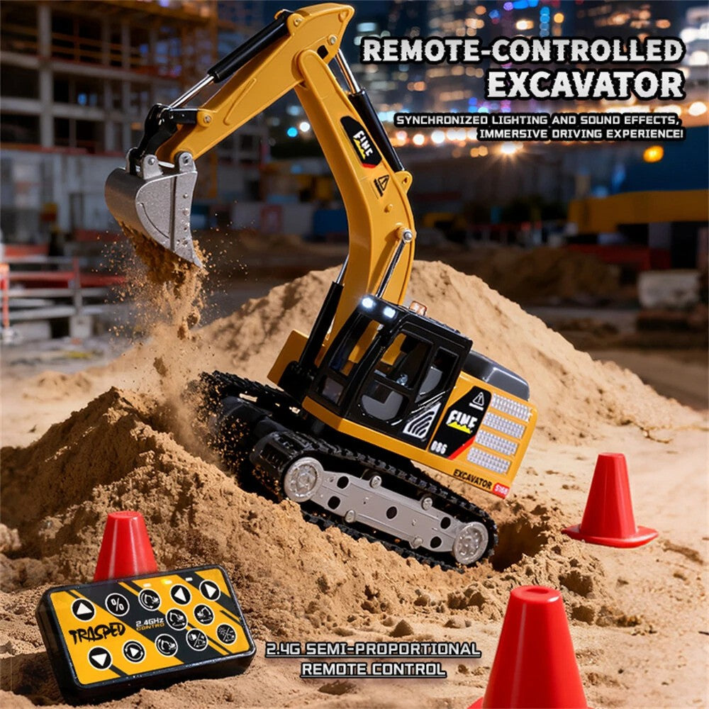 TRASPED HG4-413 1:64 Scale Mini RC Excavator | Alloy Bucket | 270° Rotation | App Control | Lights & Sound