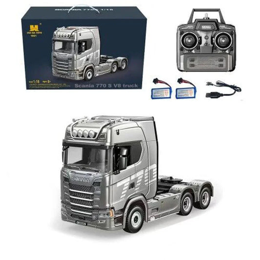 Huina Model 1501 Scania 770S V8 RC Tractor Truck | 1:18 Scale Alloy Engineering Truck | 19-Channel 2.4GHz Remote Control with Lights & Sound