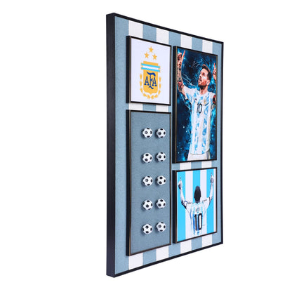 Messi Magic: Lionel Messi and Mini Die-Cast Football Decorative Wall Frame - Celebrate Football Brilliance in Miniature Style