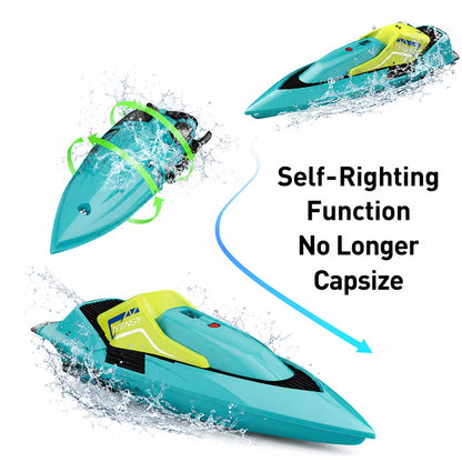 4DRC RC Racing Boat for Kids | 15 KM/H High-Speed 2.4GHz Remote Control Boat | Rechargeable Water Toy for Pools, Lakes & Rivers | 30 Min Playtime | Boys & Girls 8+ Years