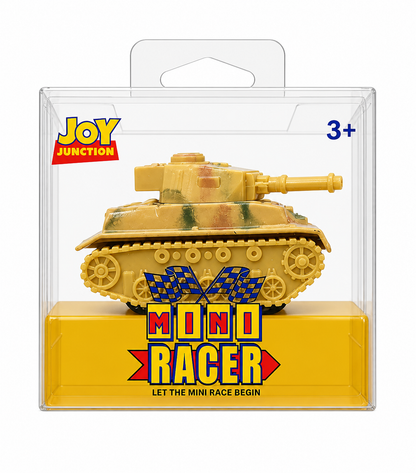 Joy Junction Mini Racer 1:64 Scale Pull Back Army Tank Toy Set – Friction Powered Military Model for Kids & Collectors