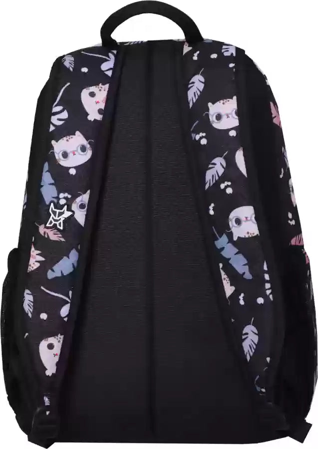 Arctic Fox Cat Print Backpack 16 Inch | Cute Kids School Bag with Multiple Compartments