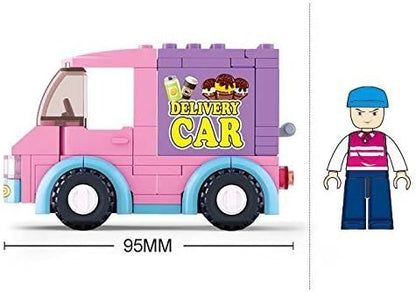 Sluban Girl's Dream Delivery Van Building Block Set M38-B0520 | 102 Pieces | Mini Delivery Truck Construction Toy with Figures | Educational Building Set for Kids