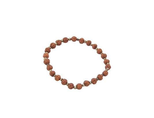Maha Mala 6.5mm Rudraksha Bracelet with 3.5mm Gemstone Beads – Handmade Healing Bracelet