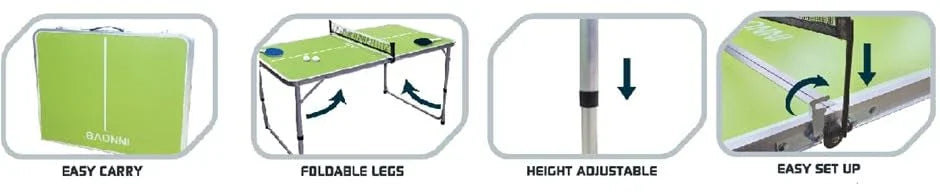 Innov8 Table Tennis Table, Foldable with Height Adjustable Legs, Easy Carry Design - Jaiman Toys