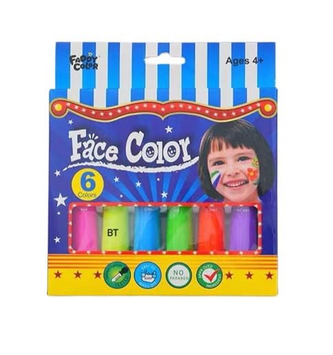 Face Painting Sticks for Kids (6 Color Set) – Washable Face Paint Crayons | Safe, Non-Toxic & Easy Twist-Up Colors | Party, Fancy Dress, Festivals & Halloween Makeup | Ages 4+