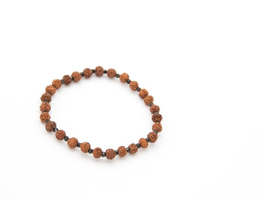 Maha Mala 6.5mm Rudraksha Bracelet with 3.5mm Gemstone Beads – Handmade in India