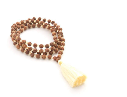 Maha Mala Citrine & Rudraksha 108 Beads Manifestation Mala – 6mm Rudraksha + 3.5mm Citrine | Handmade in India
