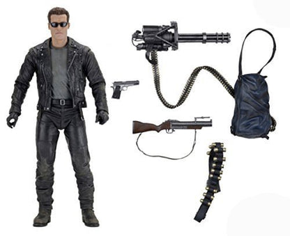 NECA Terminator 2 T-800 Judgement Day Collectible/Action Figure with Faces, 3 Guns, Bullet Bag and Grenade Belt