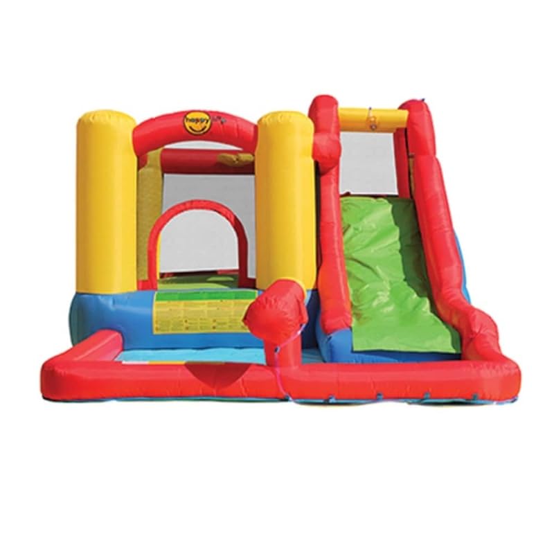 Happy Hop Amusement Park Inflatable Water Park with Slides & Splash Pool | Wet & Dry Inflatable Play Park | Kids Outdoor Water Fun | Ages 3+
