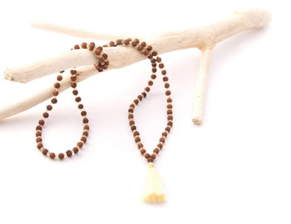 Maha Mala Citrine & Rudraksha 108 Beads Manifestation Mala – 6mm Rudraksha + 3.5mm Citrine | Handmade in India