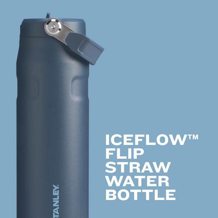 Stanley IceFlow Flip Straw Water Bottle 16oz (473ml) Vacuum Insulated Stainless Steel Water Bottle – Blue