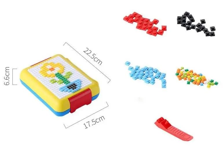 Kids DIY Pixel Art Lunch Box with Building Block Design Lid, 1.1L Capacity | Creative School Tiffin Box