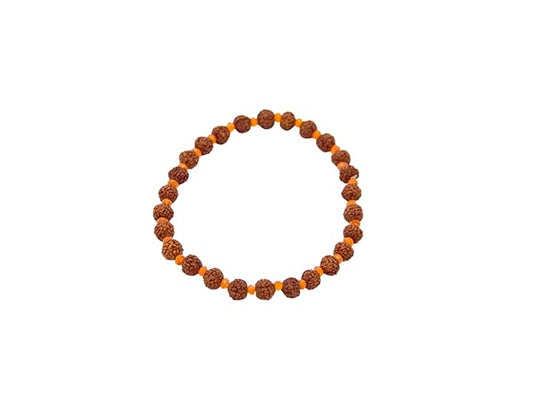 Maha Mala 6.5mm Rudraksha Bracelet with 3.5mm Gemstone Beads – Healing & Protection | Handmade in India