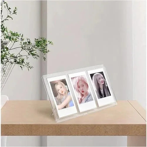 Fujifilm Instax Mini Transparent 3" Inch Polaroid Triple Photo Frame For Tabletop Display of Small Cards, Photos - Pack of 5 - Jaiman Toys