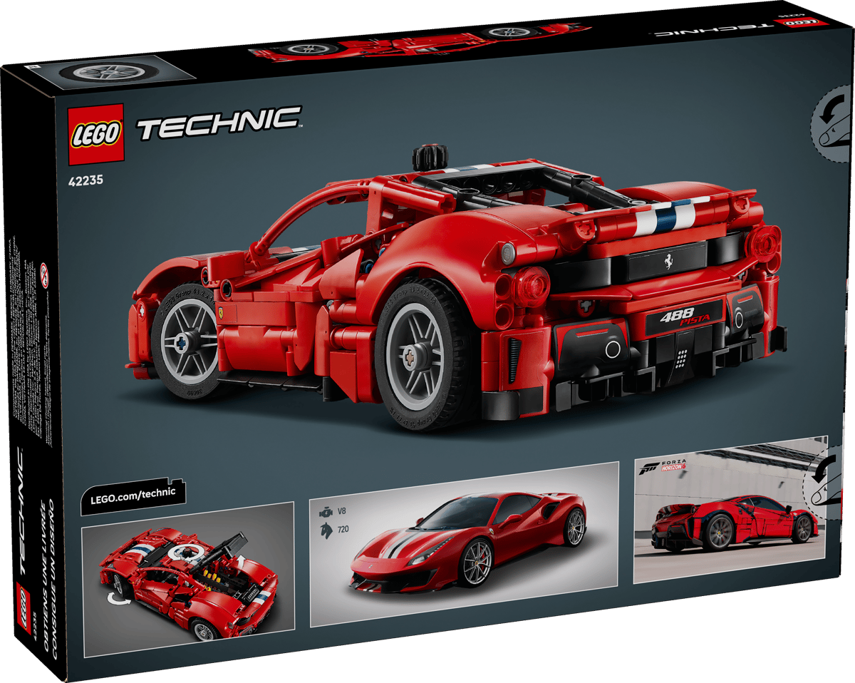 LEGO 42235 Technic Ferrari 488 Pista Car Building Set – 882 Pieces, Ages 9+