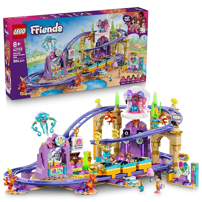 LEGO Friends Mermaid Roller Coaster Ride Building Set for Girls and Boys Ages 8+ - 42703