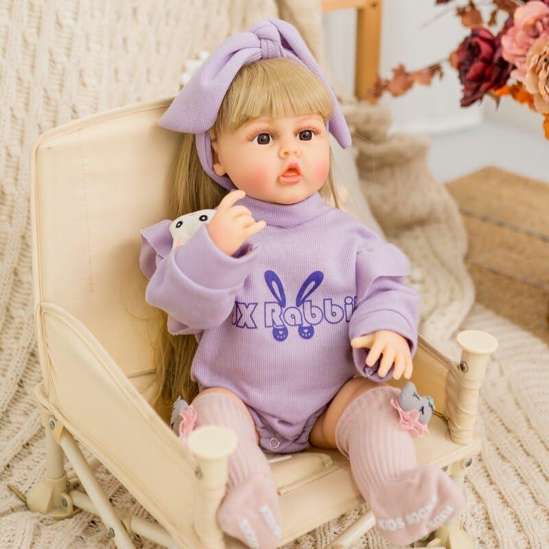 Lifelike Reborn Baby Girl Doll – Toddler with Realistic Sound & Brown Hair