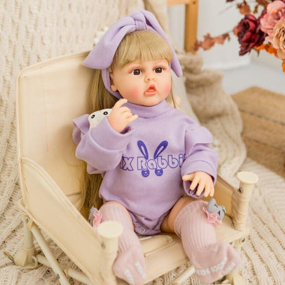 Lifelike Reborn Baby Girl Doll – Toddler with Realistic Sound & Brown Hair