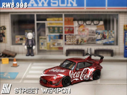 Street Weapon 1:64 Porsche 911 (993) RWB Coca-Cola Livery Die-Cast Model Car | Premium Widebody Collectible