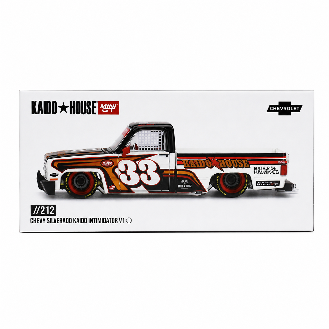 Kaido House x MINI GT 1:64 Chevrolet Silverado Kaido Intimidator V1 Die-Cast Pickup Truck Model Car