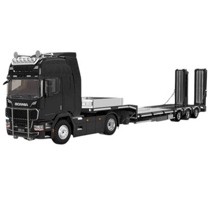 Time Micro 1:64 Scania Flatbed Transport Vehicle Diecast Model | Premium Metal Transporter with Display Base - Black