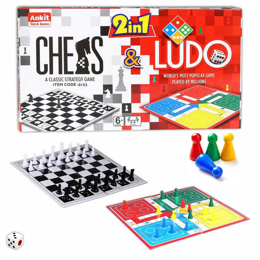 Ankit Toys 2-in-1 Chess & Ludo Board Game – 38×38 cm Family Game Set