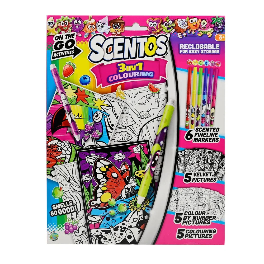 Scentos On The Go 3 In 1 Colouring Activity Set - Jaiman Toys
