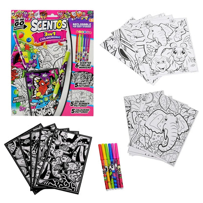 Scentos On The Go 3 In 1 Colouring Activity Set - Jaiman Toys