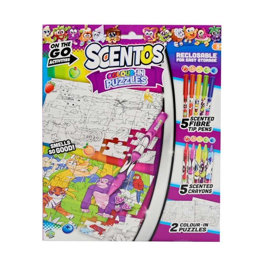 Scentos On The Go Colour In Puzzles Activity Set - Jaiman Toys