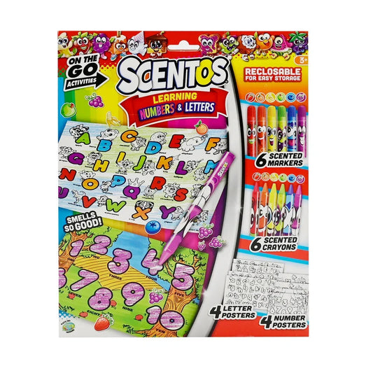 Scentos On The Go Learning Numbers & Letters Colouring Set - Jaiman Toys