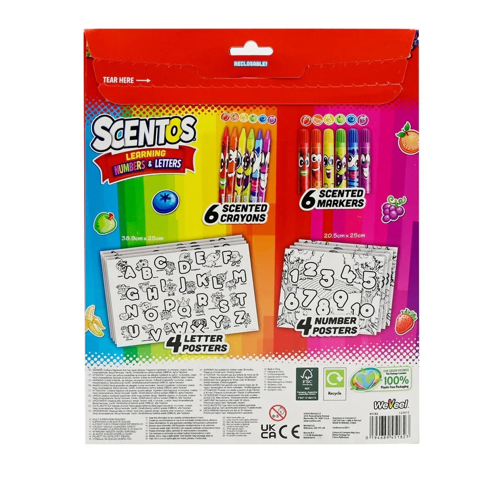 Scentos On The Go Learning Numbers & Letters Colouring Set - Jaiman Toys