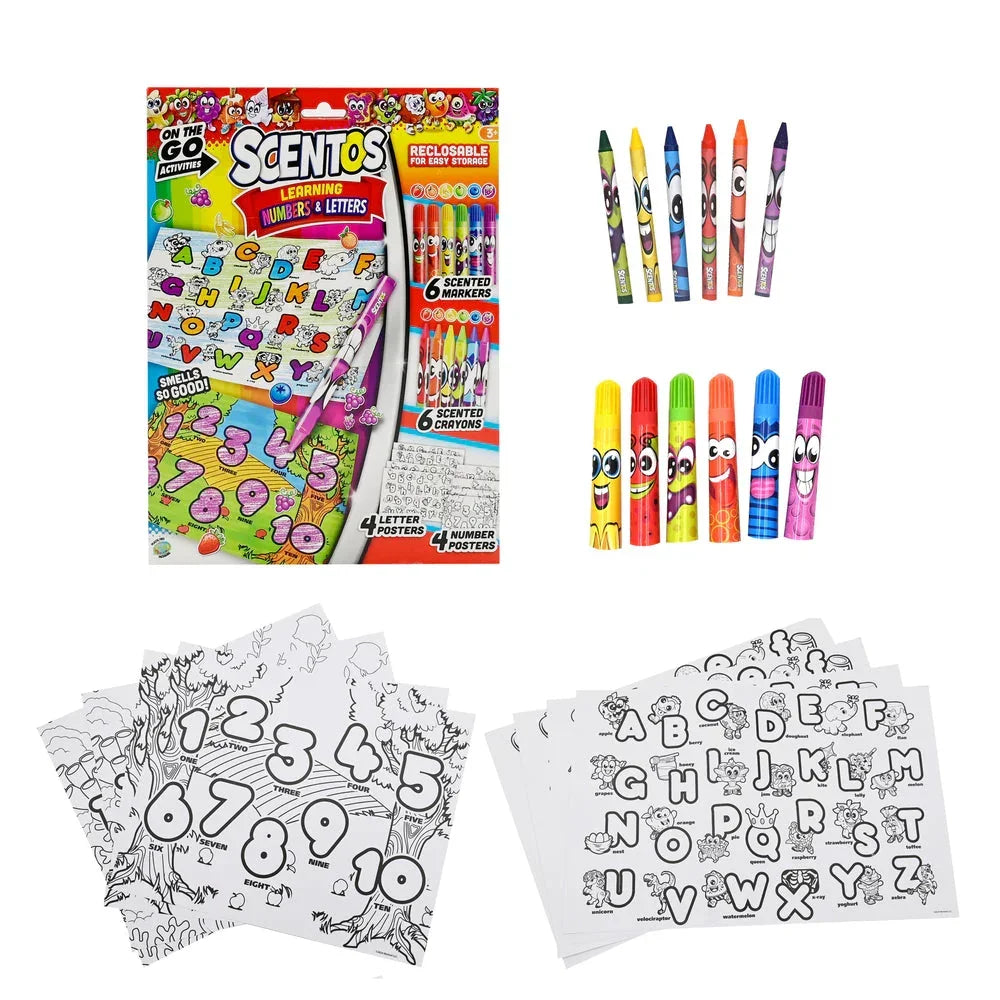 Scentos On The Go Learning Numbers & Letters Colouring Set - Jaiman Toys