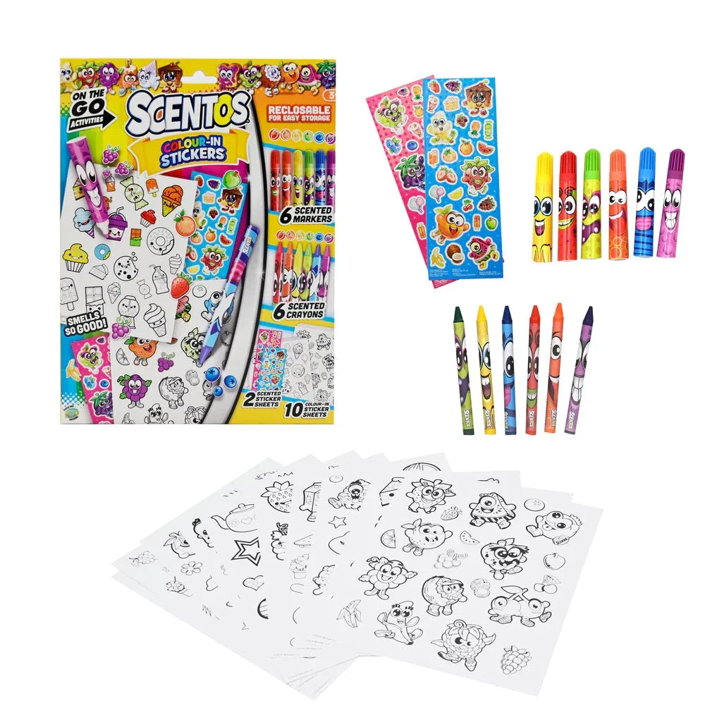 Scentos On The Go Colour In Stickers Colouring Set - Jaiman Toys